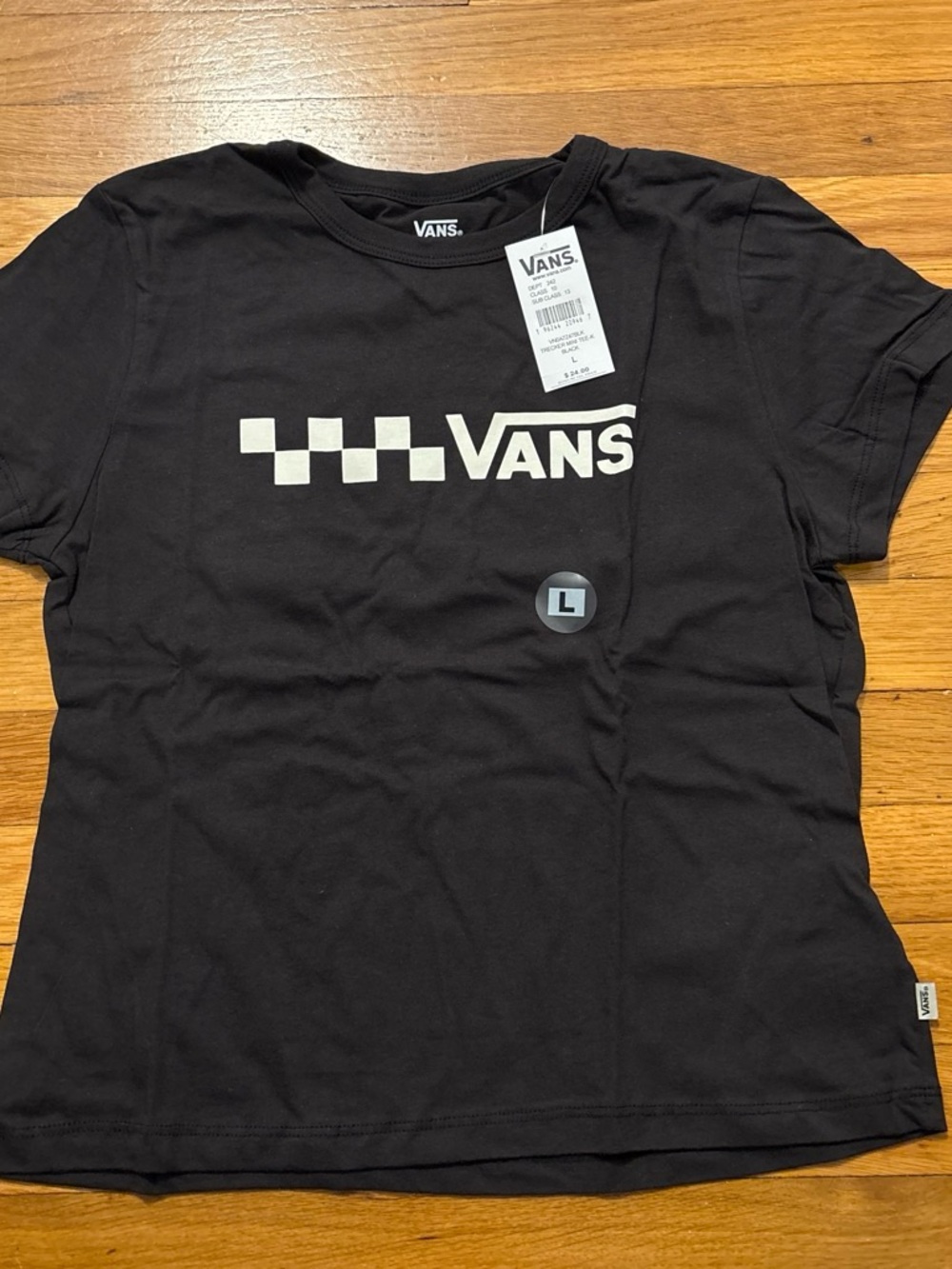 Vans Black Tee with White Checker Logo